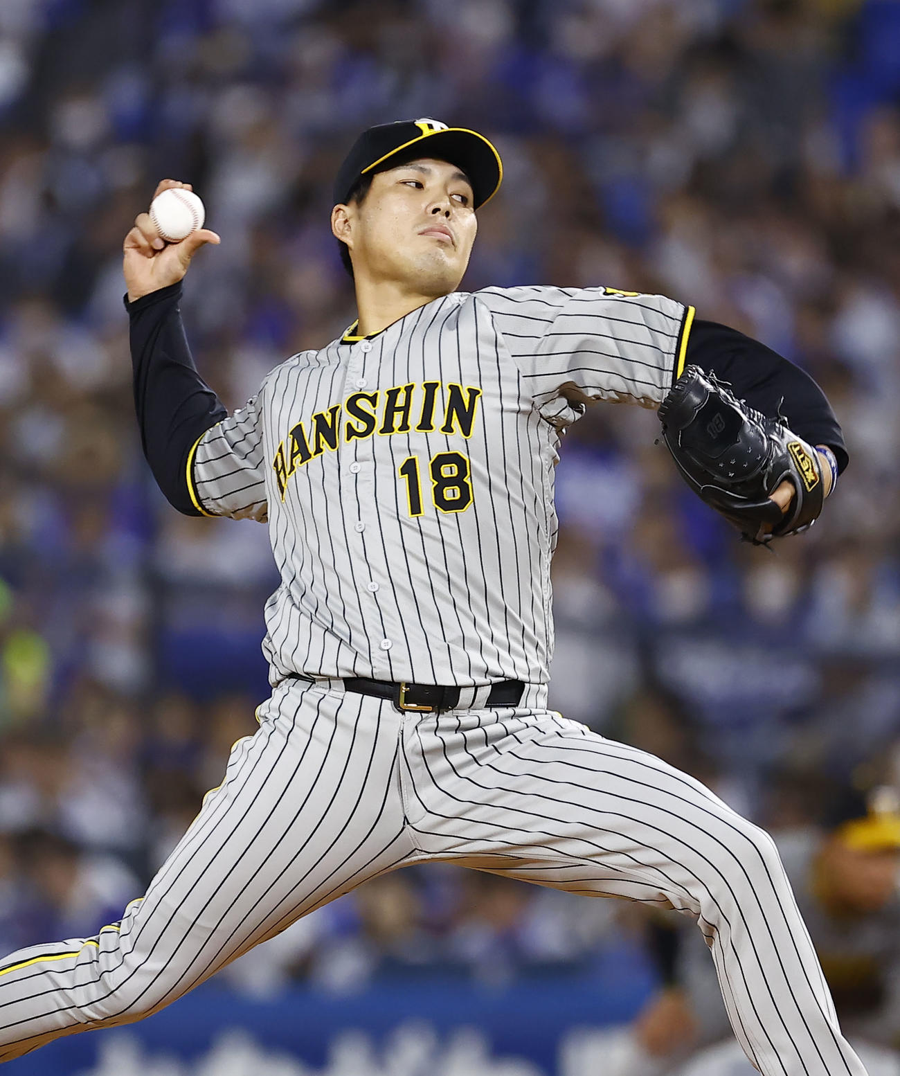 DeNA対阪神　4回裏2番手で登板した阪神馬場（撮影・藤尾明華）