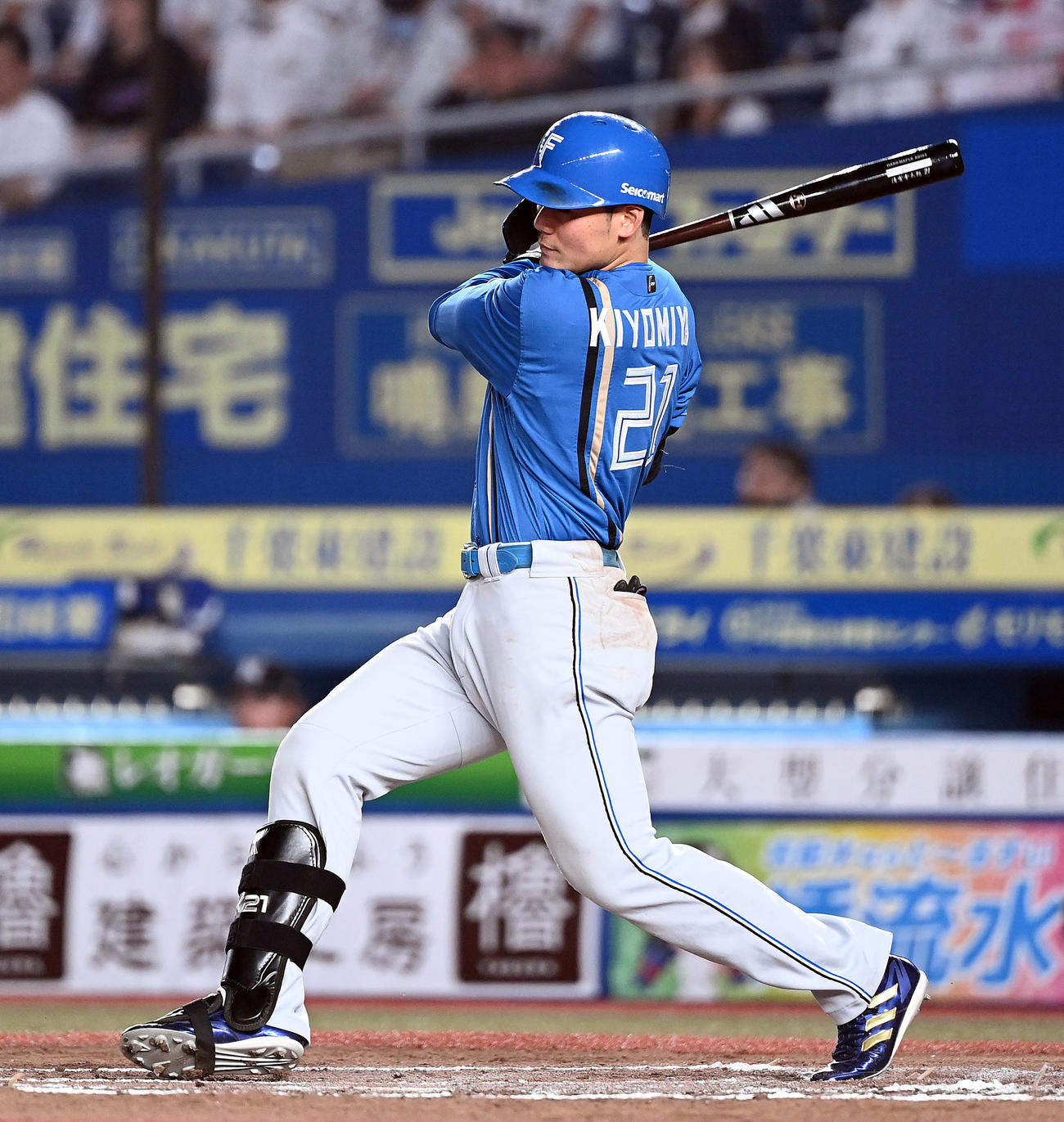 ロッテ対日本ハム　7回表日本ハム1死三塁、中前適時打を放つ清宮（撮影・たえ見朱実）