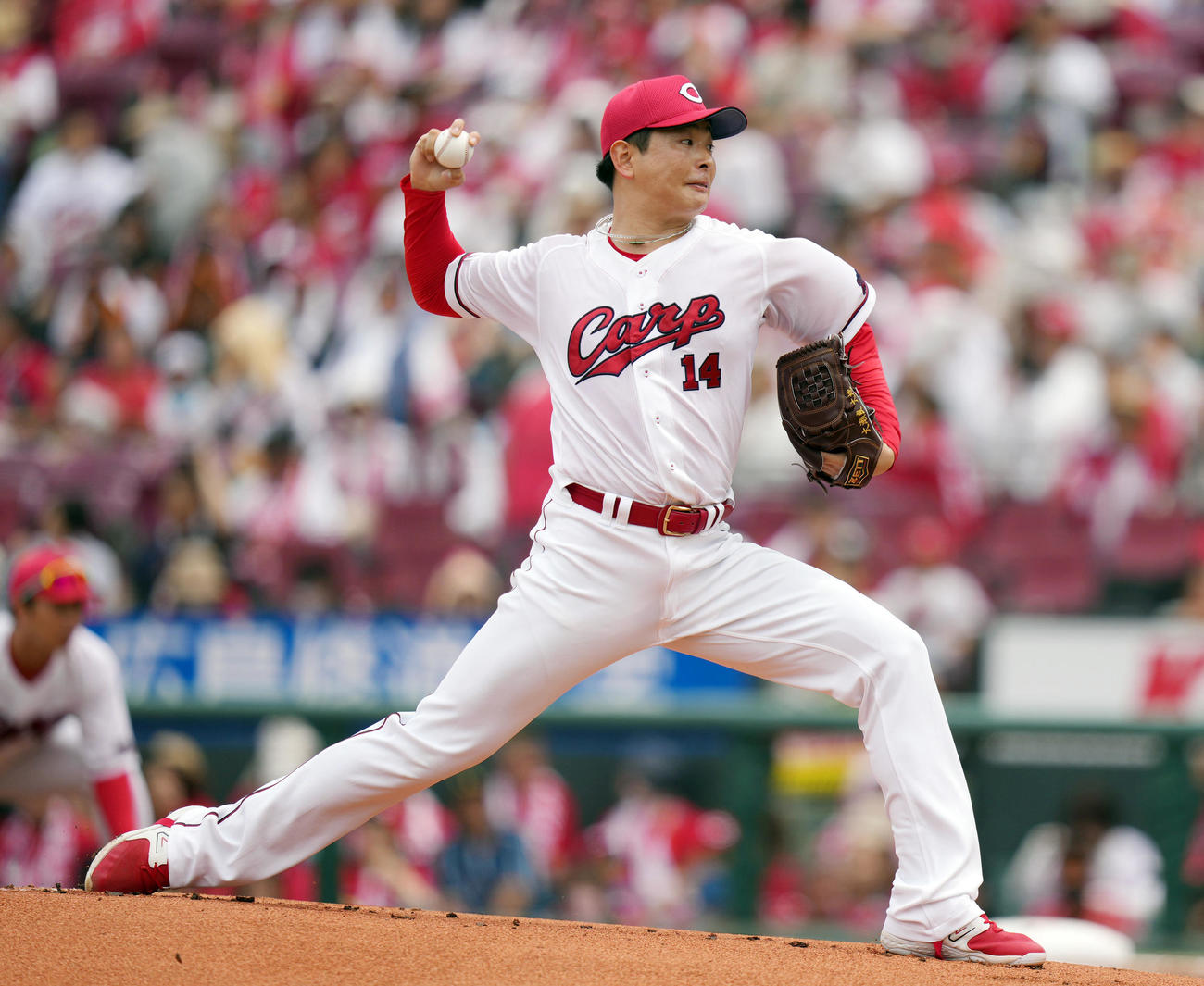 広島対巨人　広島先発の大瀬良（撮影・狩俣裕三）