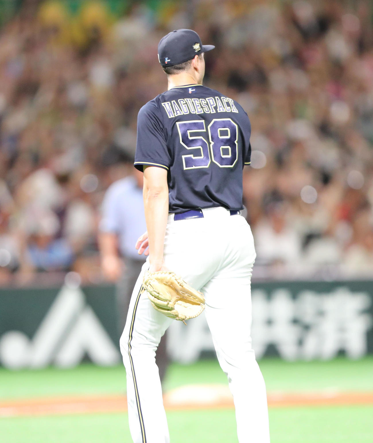 ソフトバンク対オリックス　9回裏ソフトバンク1死三塁、中村晃にサヨナラ適時打を浴びたワゲスパック（撮影・梅根麻紀）