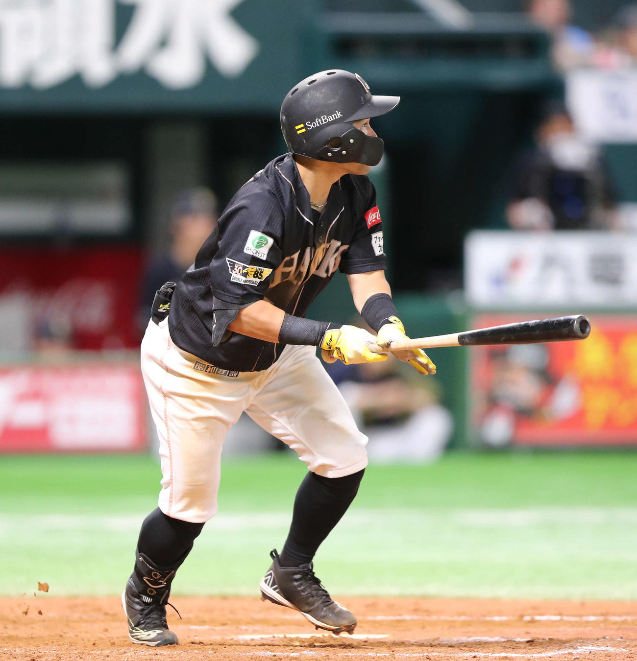 ソフトバンク対オリックス　9回裏ソフトバンク1死三塁、中村晃は左前にサヨナラ打を放つ（撮影・梅根麻紀）