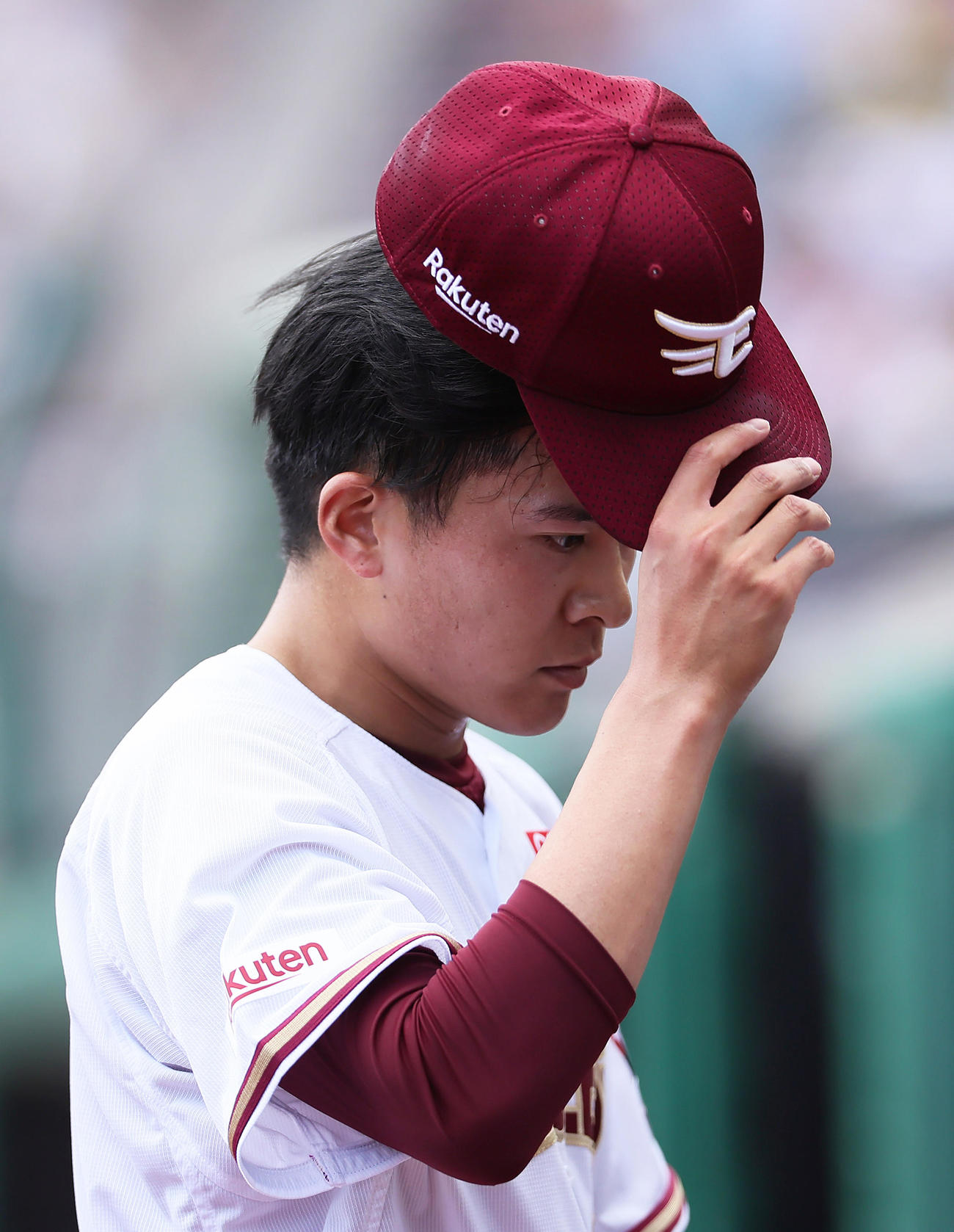 楽天対西武　4回5失点で降板した楽天早川（撮影・足立雅史）