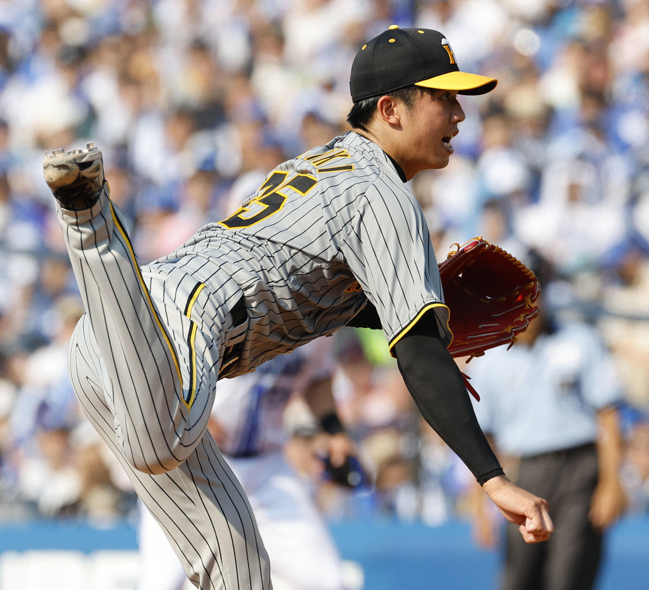 DeNA対阪神　5回4失点の阪神才木（撮影・藤尾明華）