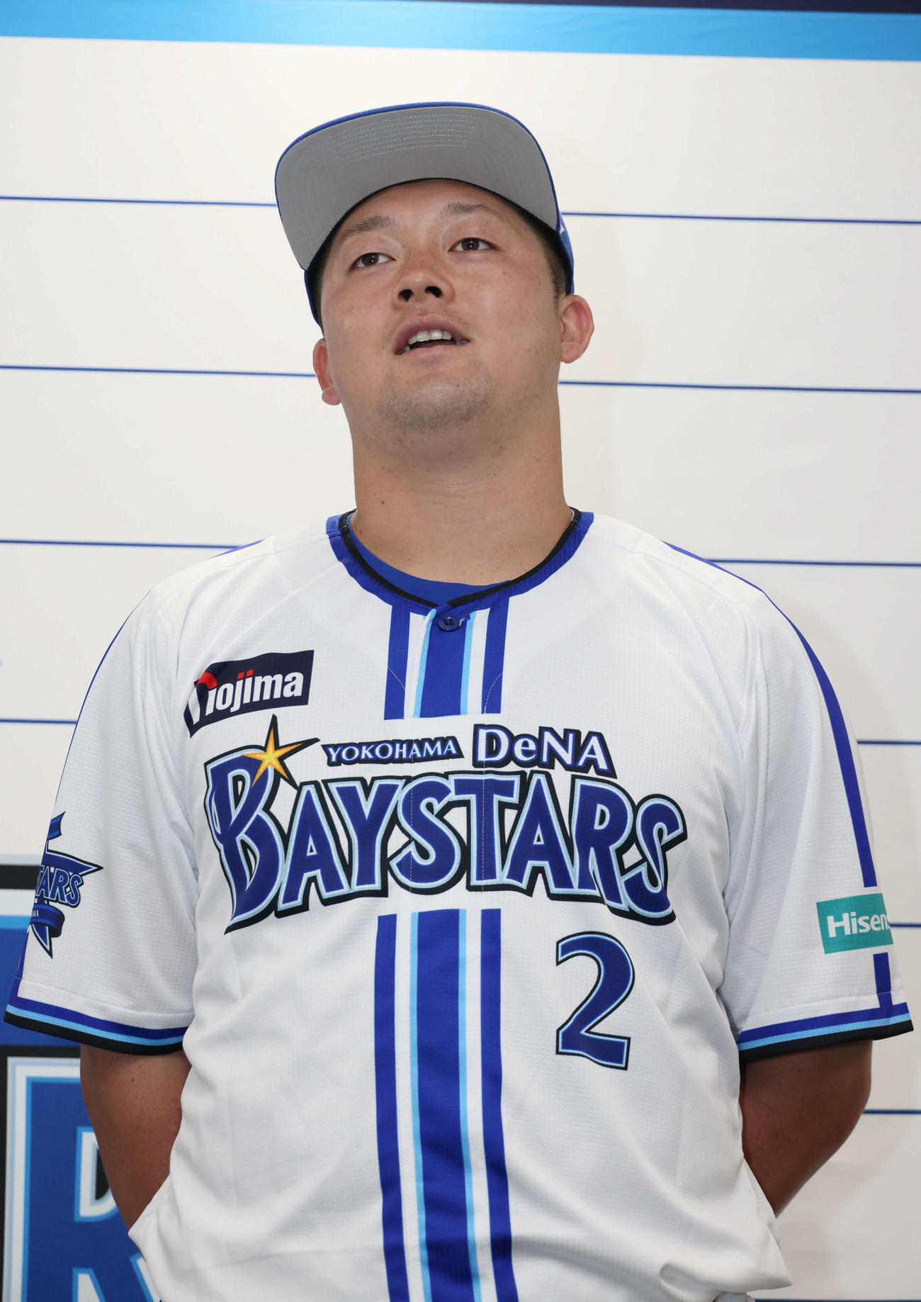 オールスターゲームDeNA選手間投票会見　会見する牧（撮影・加藤孝規）