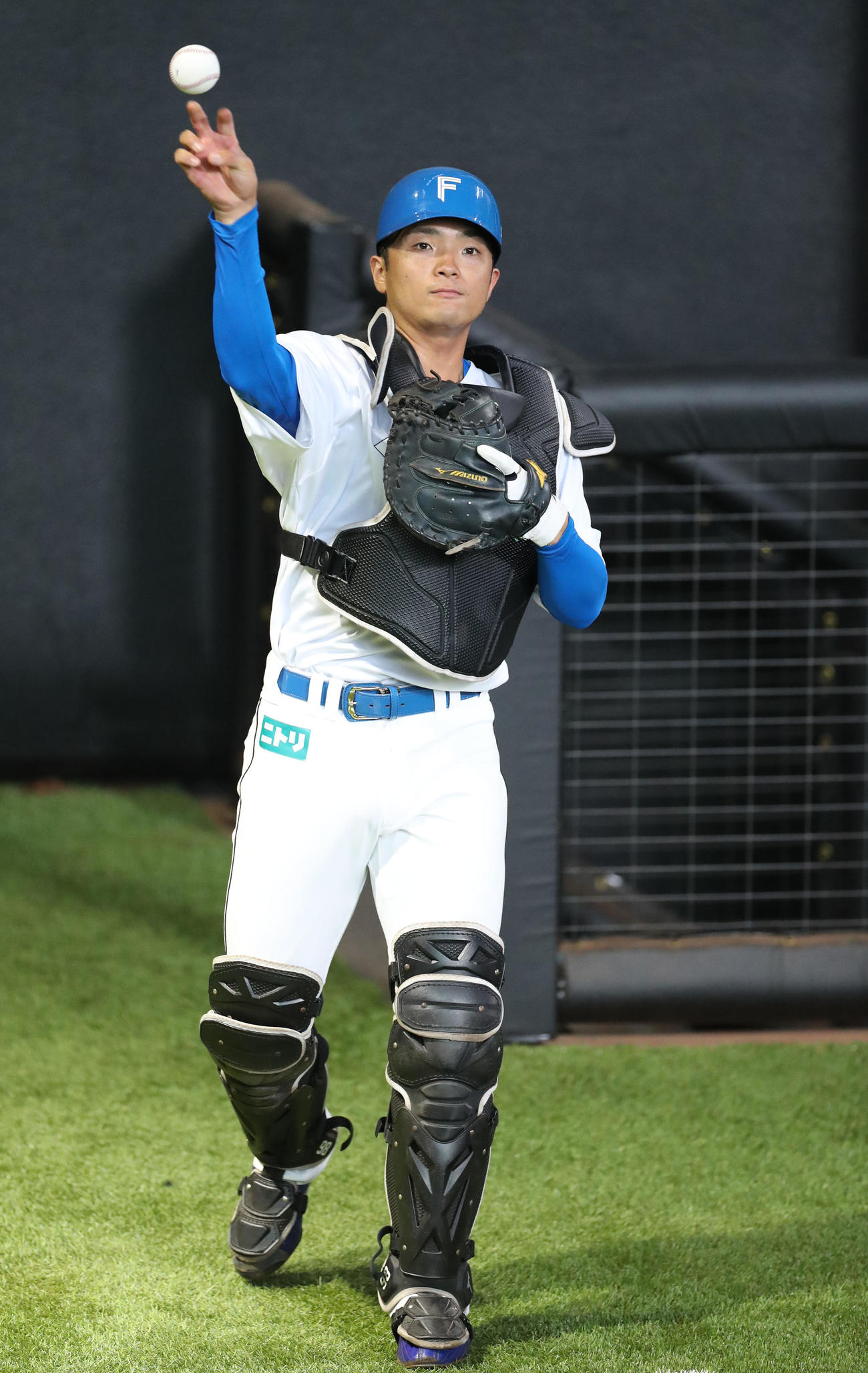日本ハム対オリックス　日本ハム北山の球を受ける郡司（撮影・佐藤翔太）