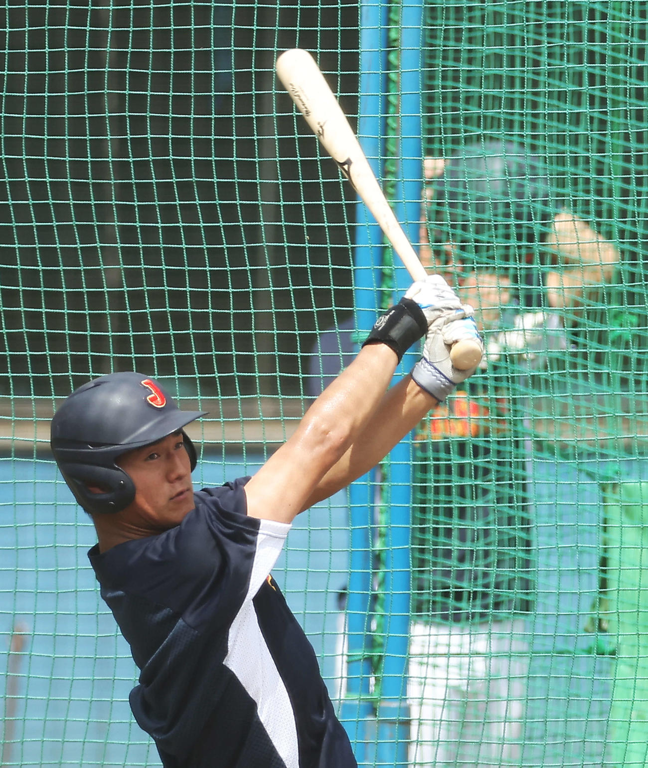 侍ジャパン大学日本代表合宿で打撃練習に臨む青学大・西川（撮影・河田真司）