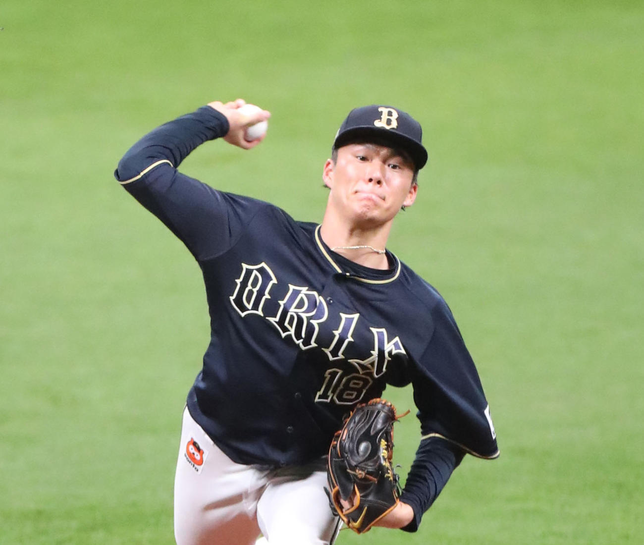 日本ハム対オリックス　力投するオリックス山本（撮影・佐藤翔太）