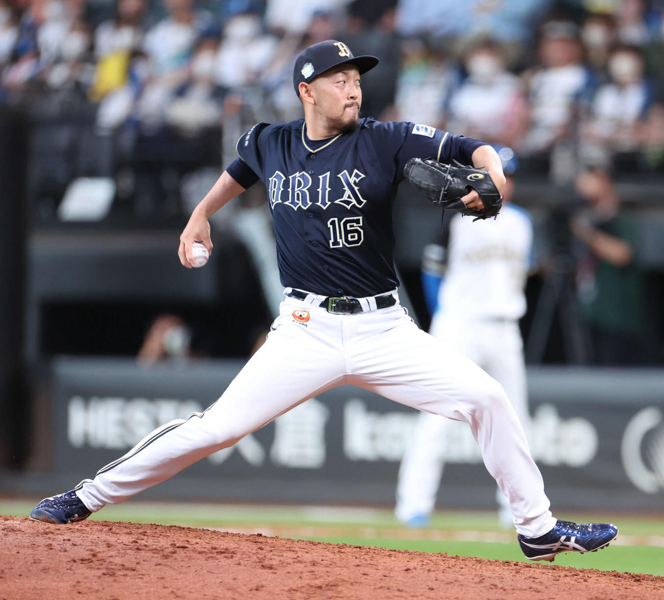 日本ハム対オリックス　9回に登板しセーブを挙げたオリックス6番手の平野（撮影・佐藤翔太）