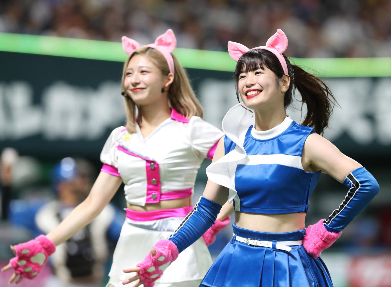 ソフトバンク対日本ハム　4回表終わりに披露された「よかよかダンス」（撮影・梅根麻紀）