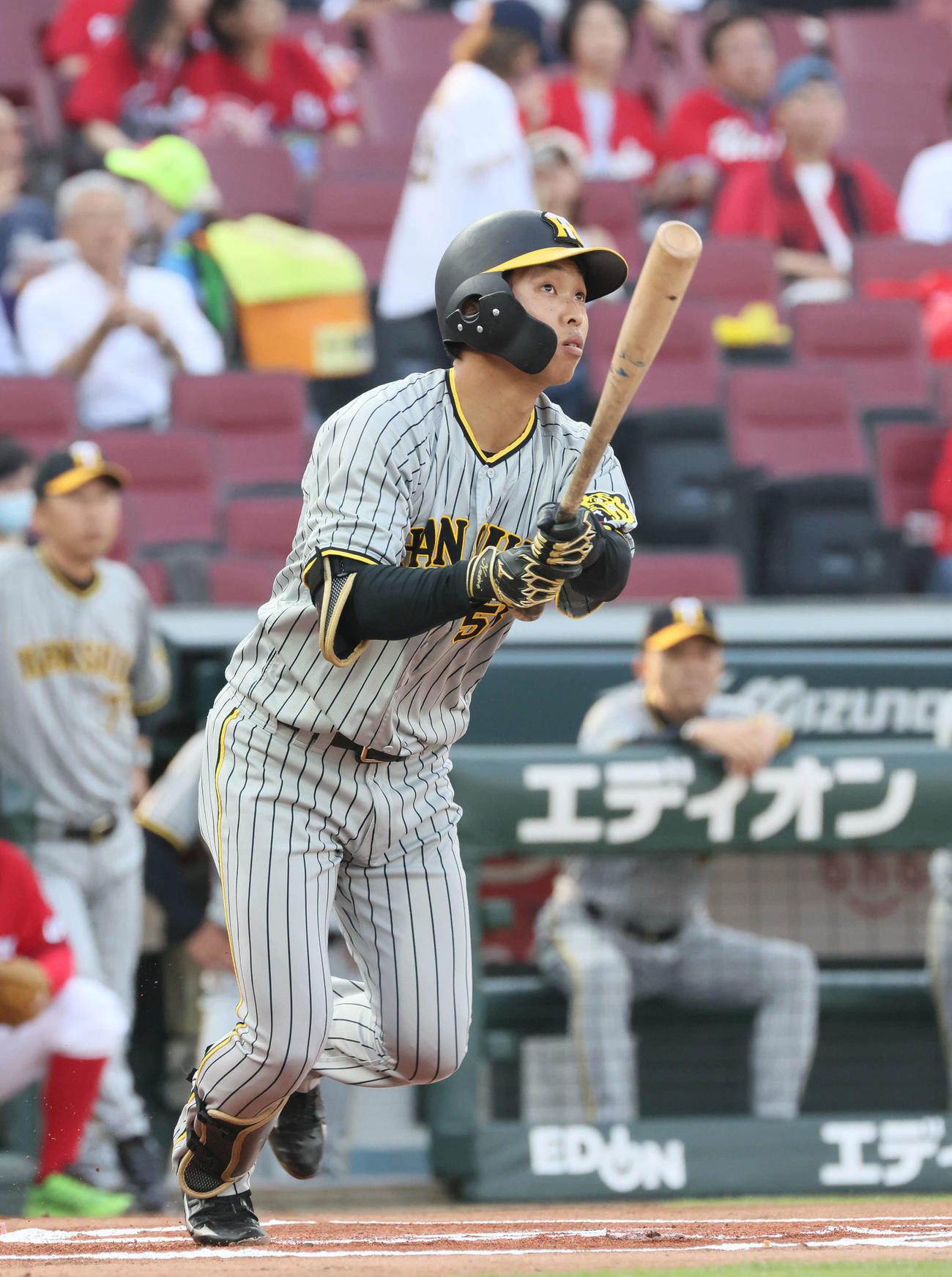 広島対阪神　1回表阪神無死、先頭打者の島田は先制の右越えソロ本塁打を放つ（撮影・加藤孝規）