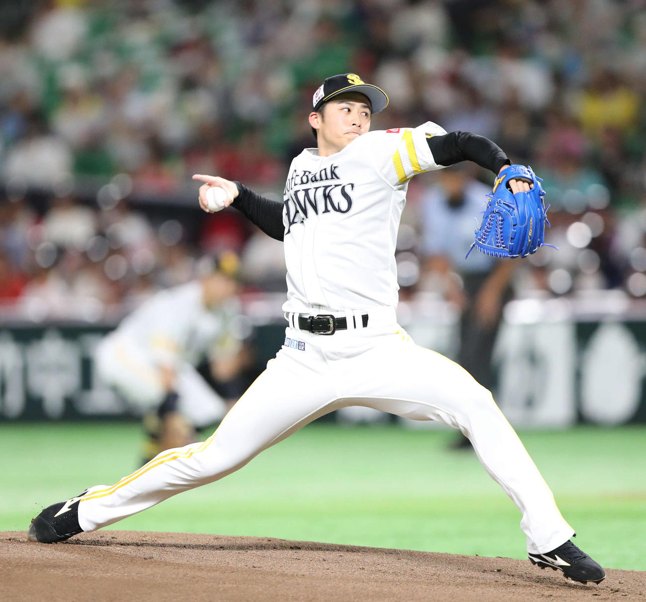 ソフトバンク対日本ハム　7回1失点で3勝目を挙げたソフトバンク板東（撮影・梅根麻紀）