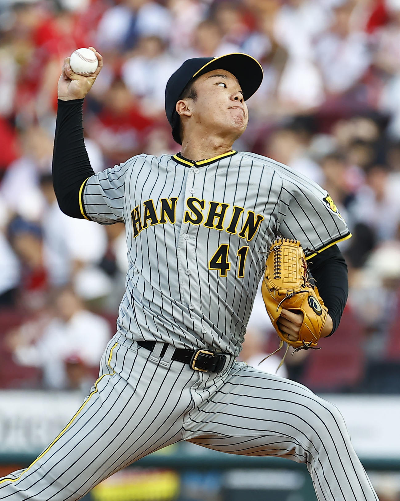 広島対阪神　広島戦に先発した阪神村上（撮影・藤尾明華）