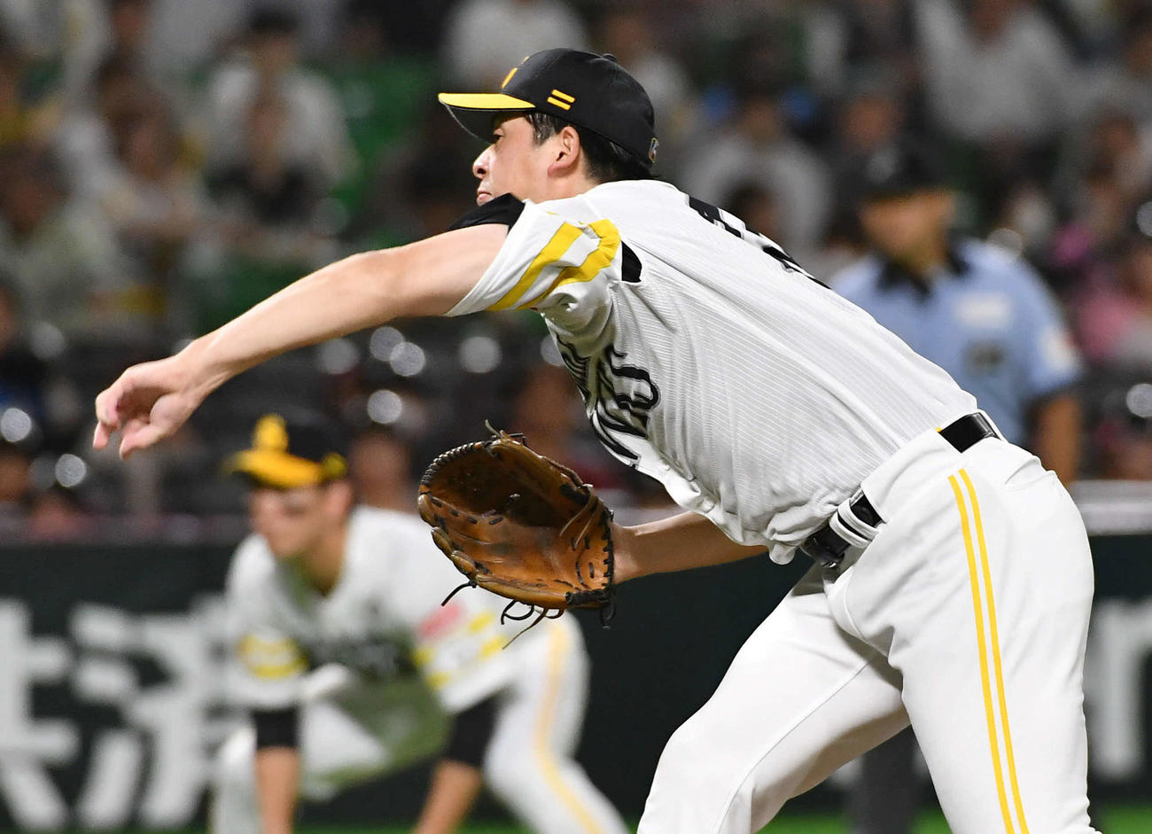 ソフトバンク対日本ハム　ソフトバンク先発の大関（撮影・岩下翔太）