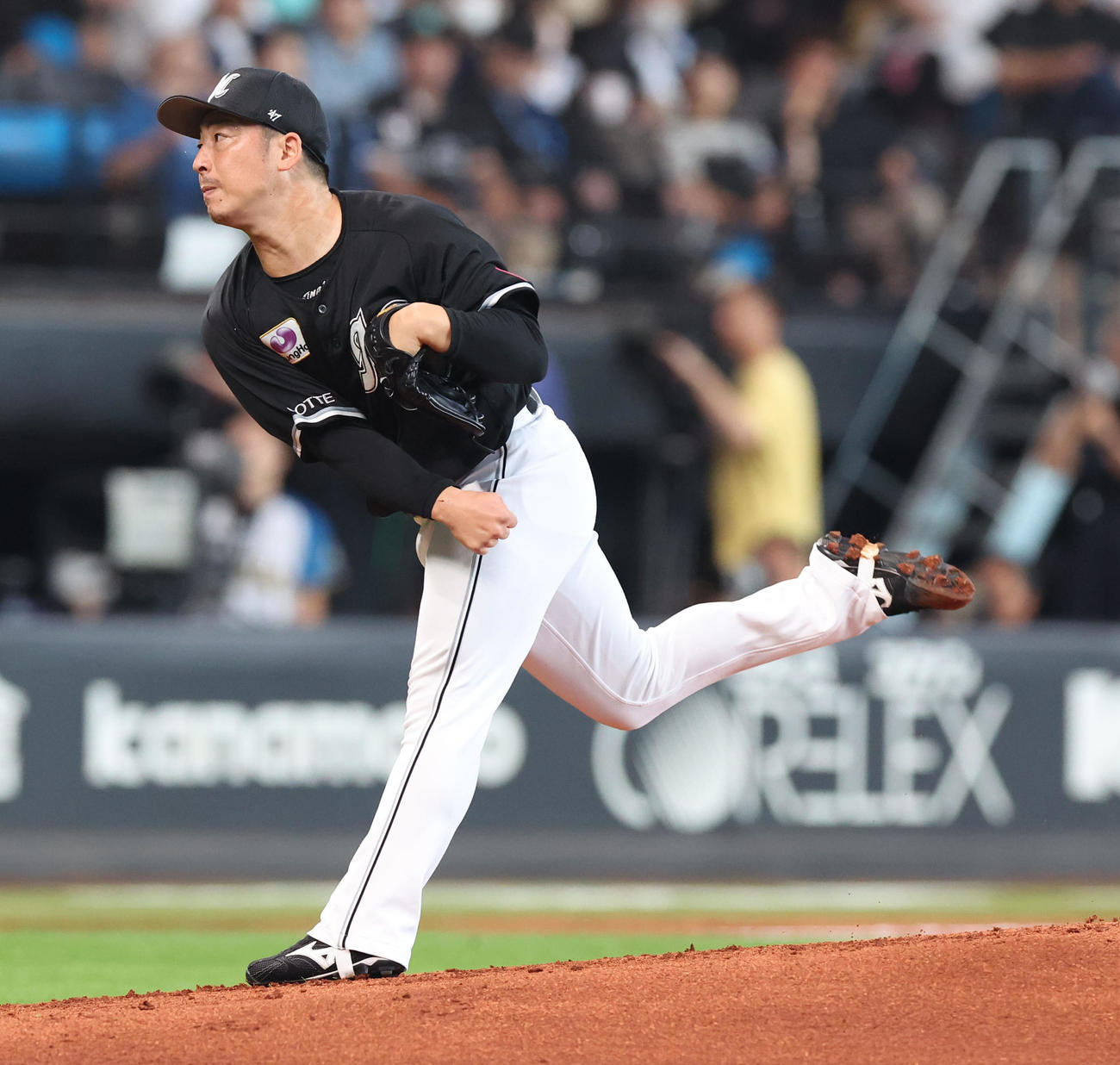日本ハム対ロッテ　ロッテ先発の美馬（撮影・佐藤翔太）