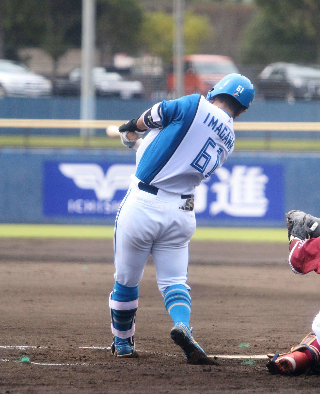 日本ハム対楽天　6回裏日本ハム2死三塁　左越え1号2ランを放った日本ハム今川（撮影・木下大輔）