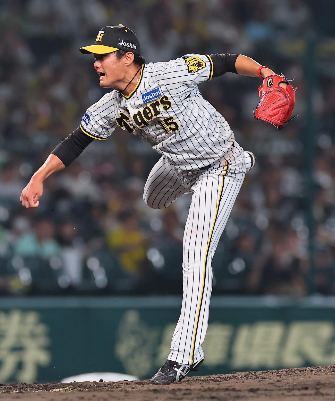 阪神対ヤクルト　ヤクルト戦に先発した阪神西純は7回を無失点に抑える（撮影・上田博志）