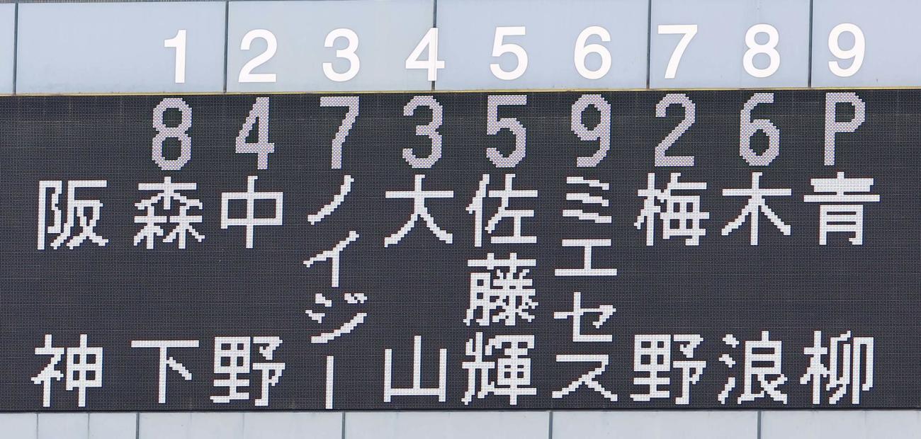 阪神対DeNA　阪神スタメン（撮影・上田博志）