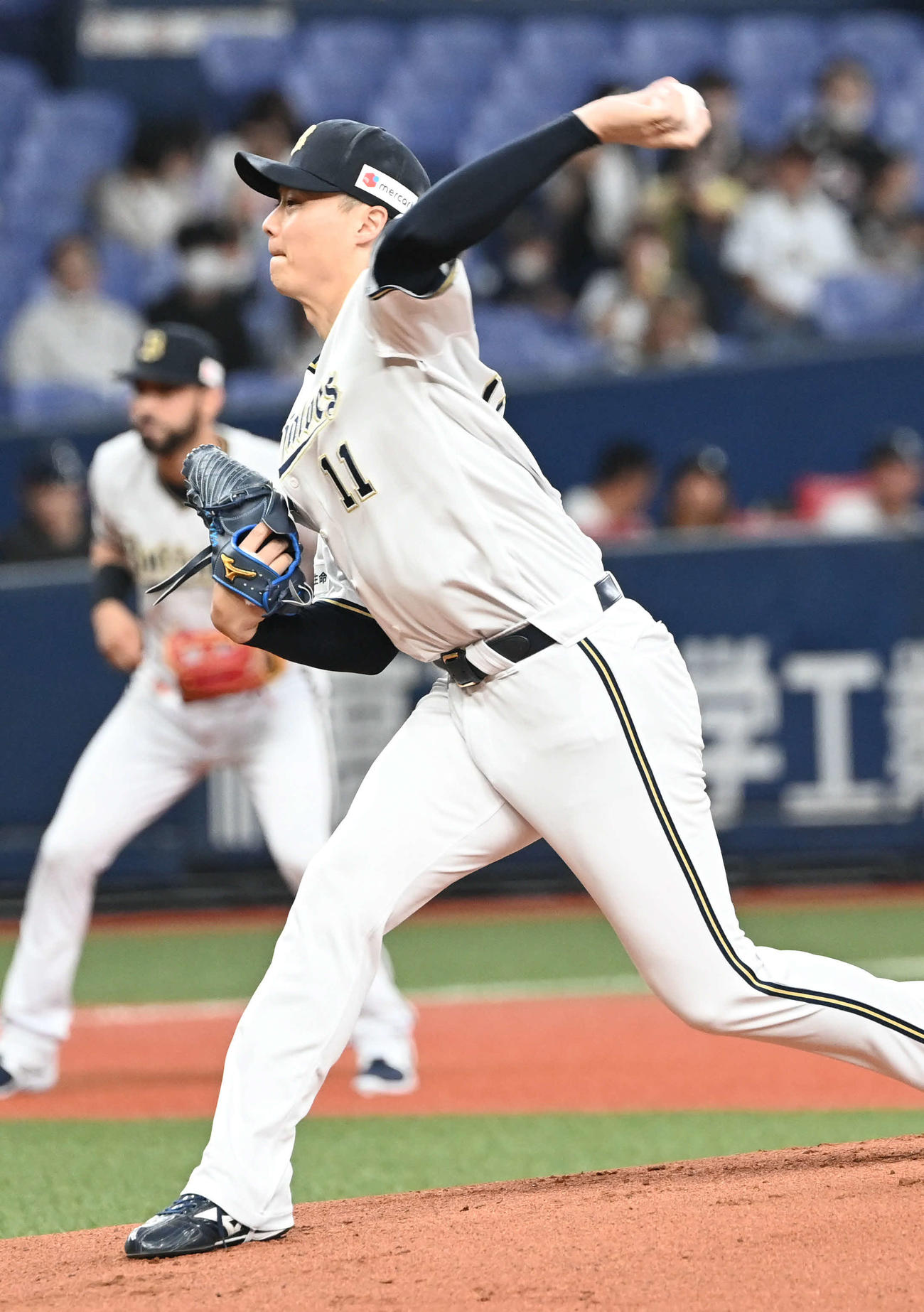 オリックス対ロッテ　先発するオリックス山崎福（撮影・和賀正仁）