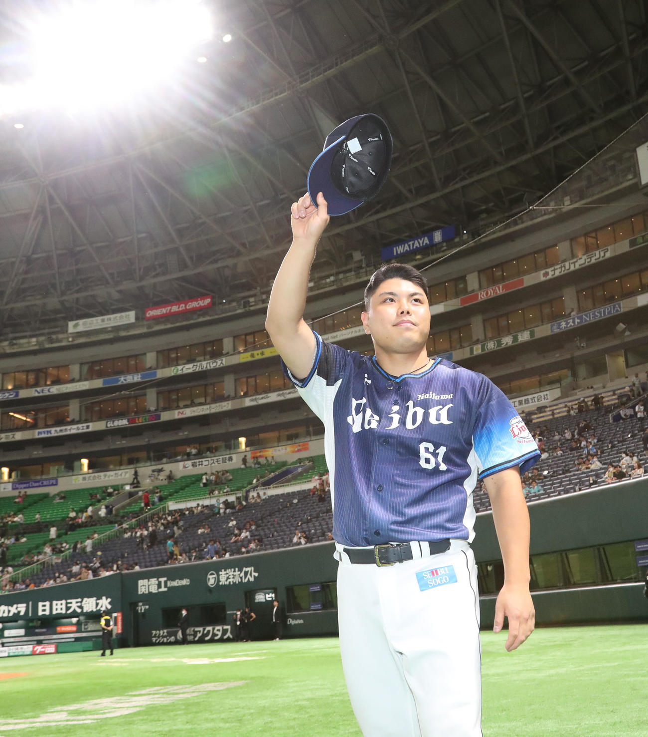 ソフトバンク対西武　勝利投手となった平良（撮影・梅根麻紀）