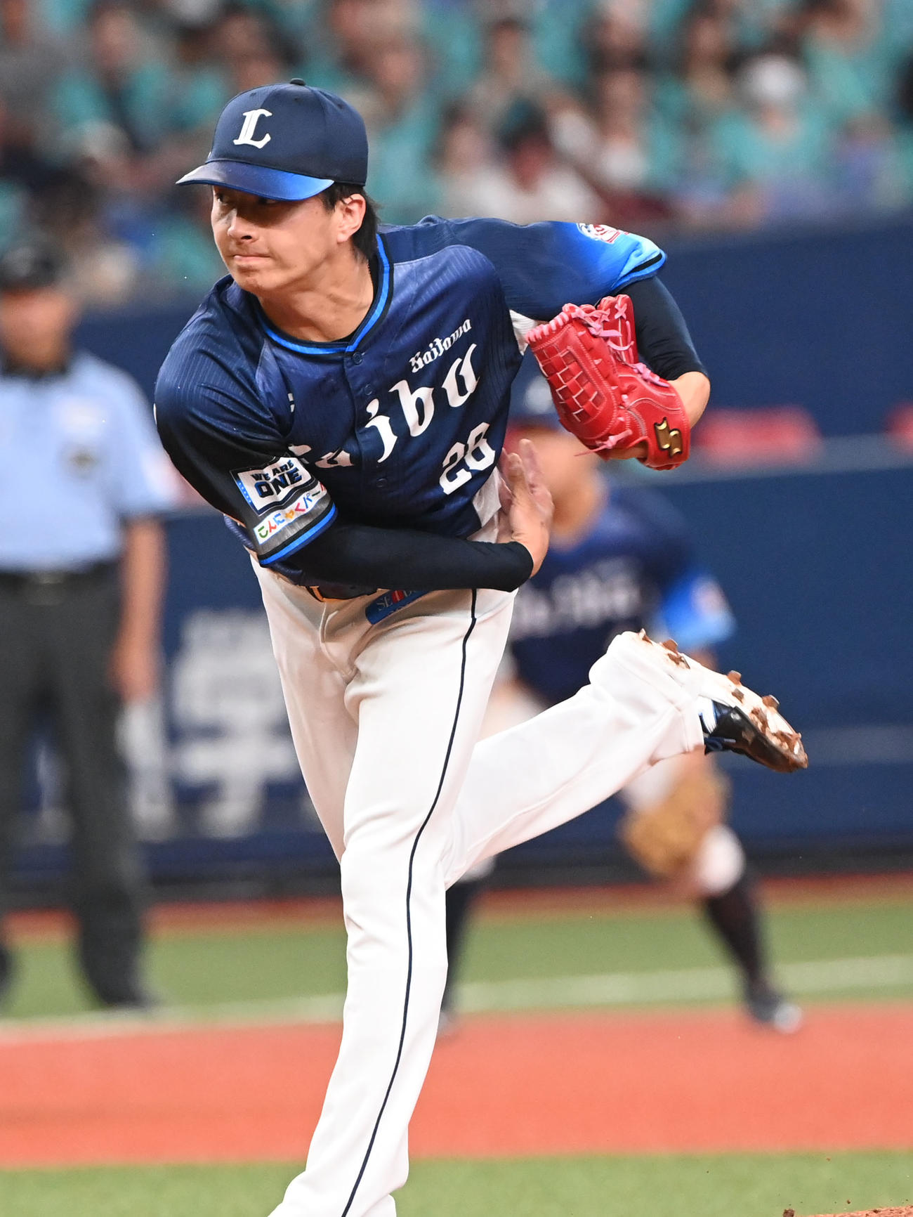 ソフトバンク戦の8回に登板する西武森脇亮介（2023年7月10日撮影）