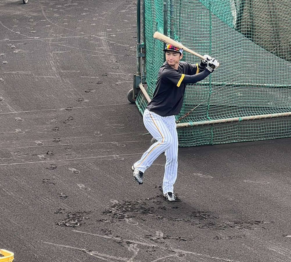 負傷離脱中の阪神近本が鳴尾浜で屋外フリー打撃とシート打撃に参加した（撮影・三宅ひとみ）