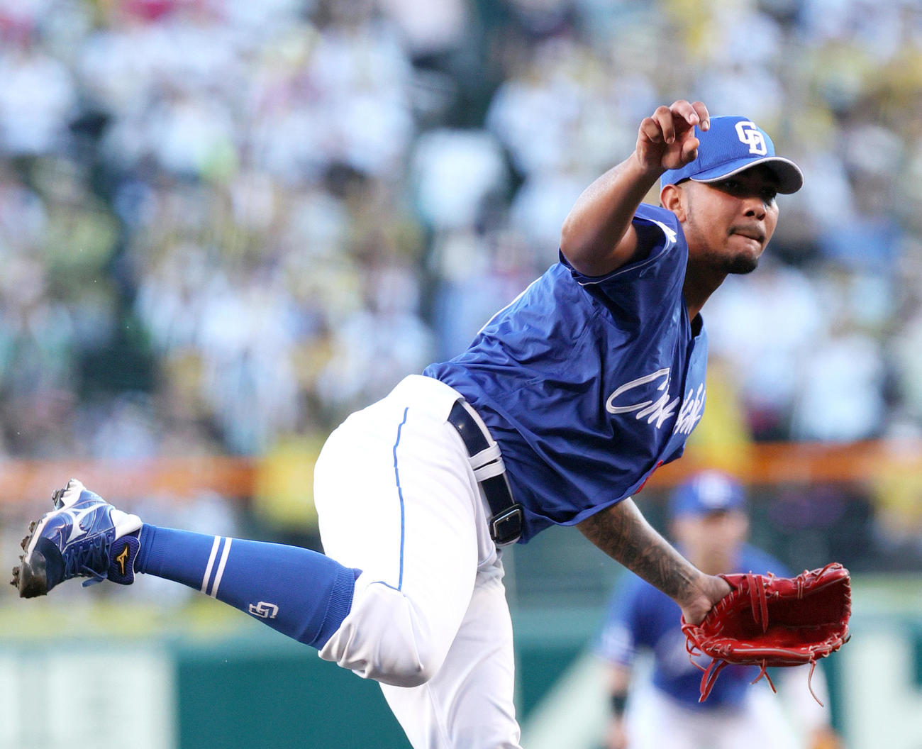 阪神対中日　2勝目を挙げた中日メヒア（撮影・上山淳一）