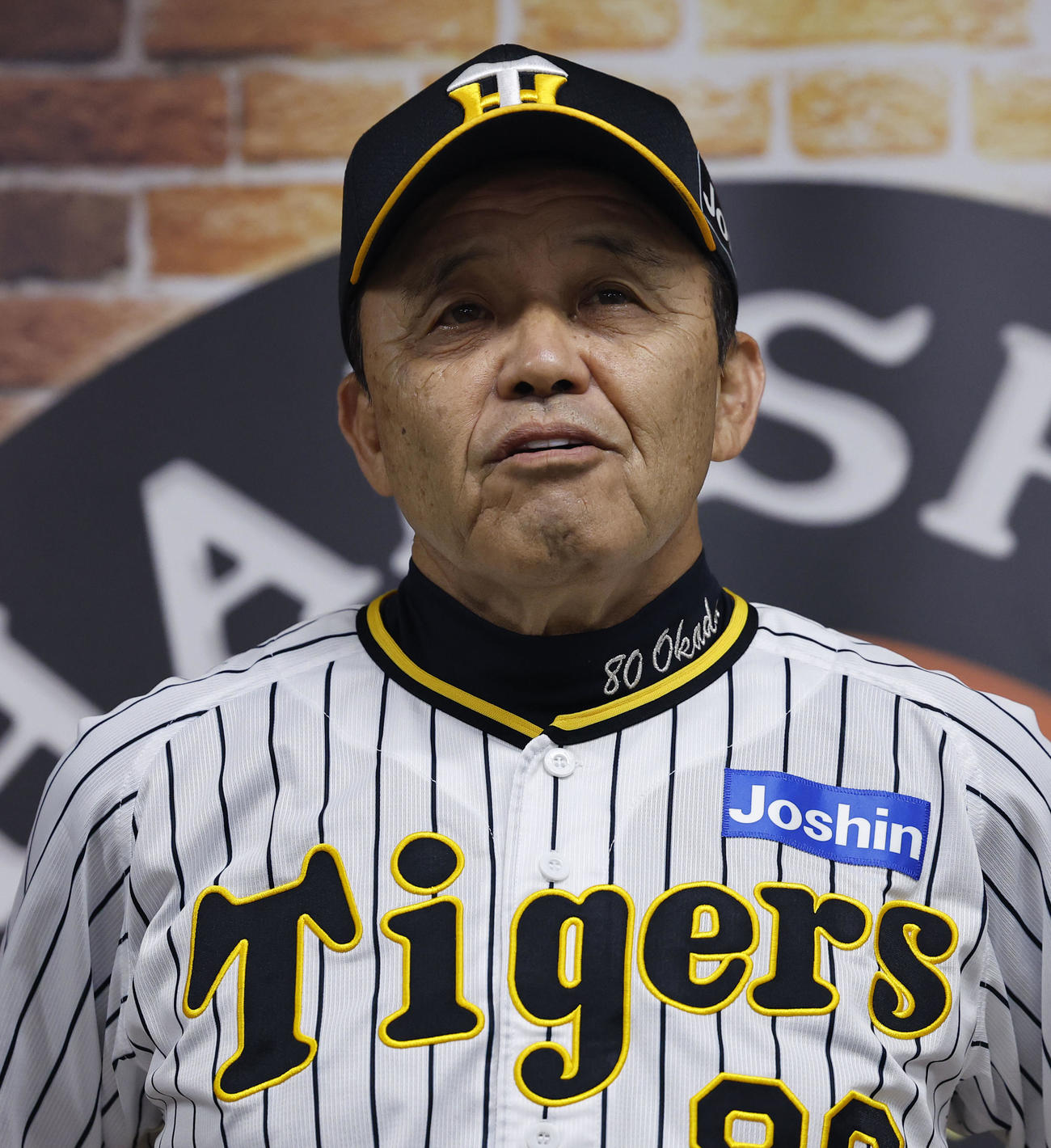 阪神対中日　シーズン前半戦の総括をする阪神岡田監督（撮影・藤尾明華）