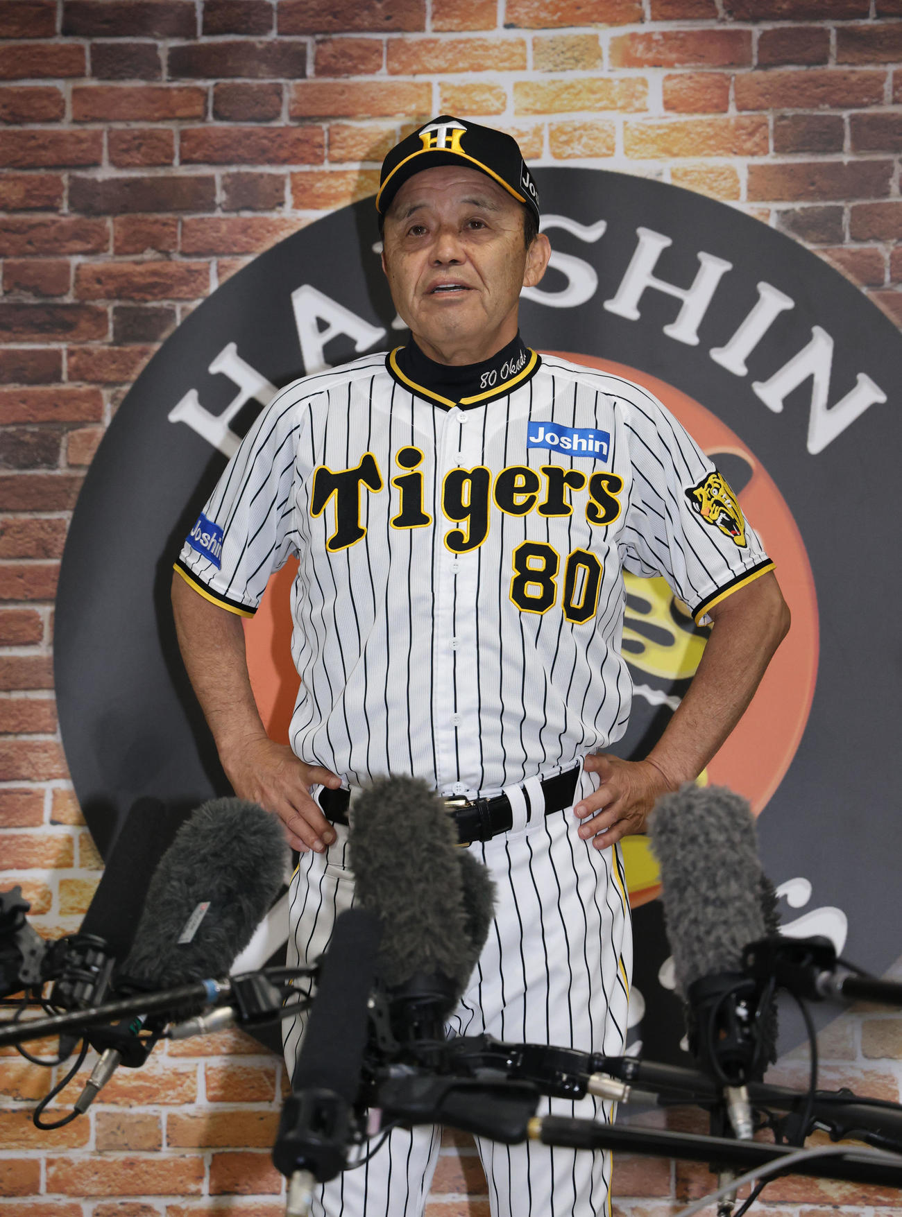 阪神対中日　シーズン前半戦の総括をする阪神岡田監督（撮影・藤尾明華）