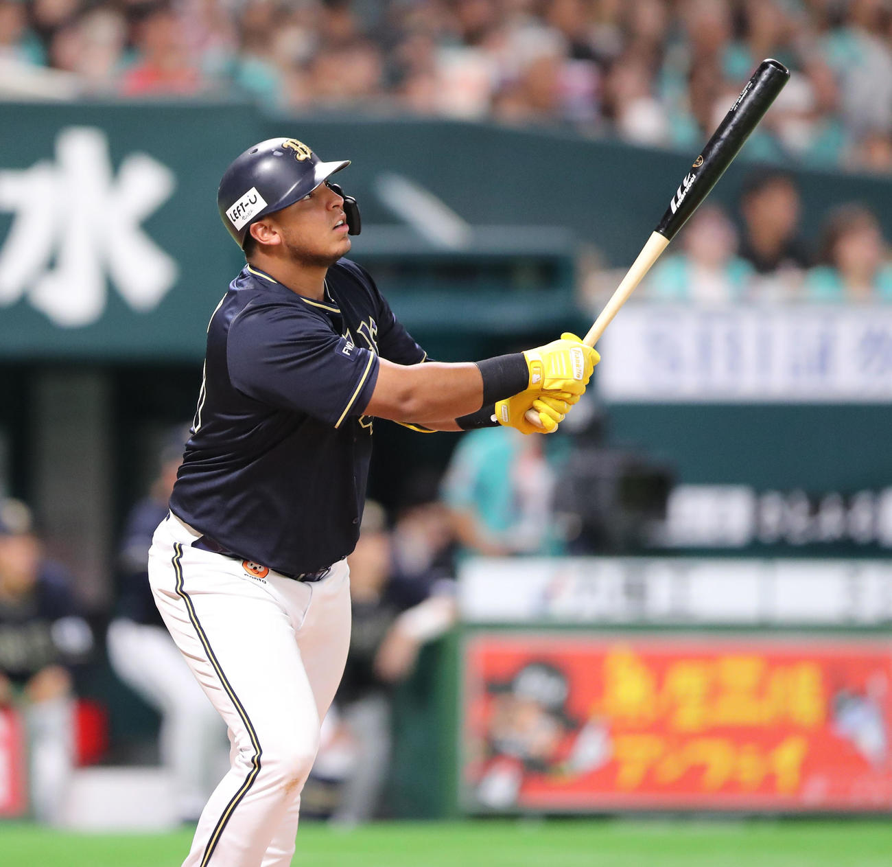 ソフトバンク対オリックス　6回表オリックス1死一、二塁、セデーニョは右越え先制3点本塁打を放つ（撮影・梅根麻紀）