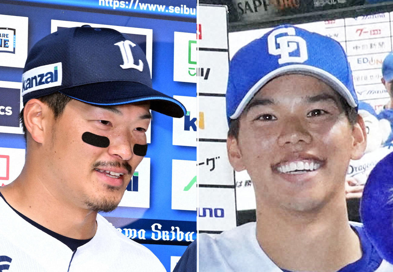 トレードが決まった左から西武川越と中日高松