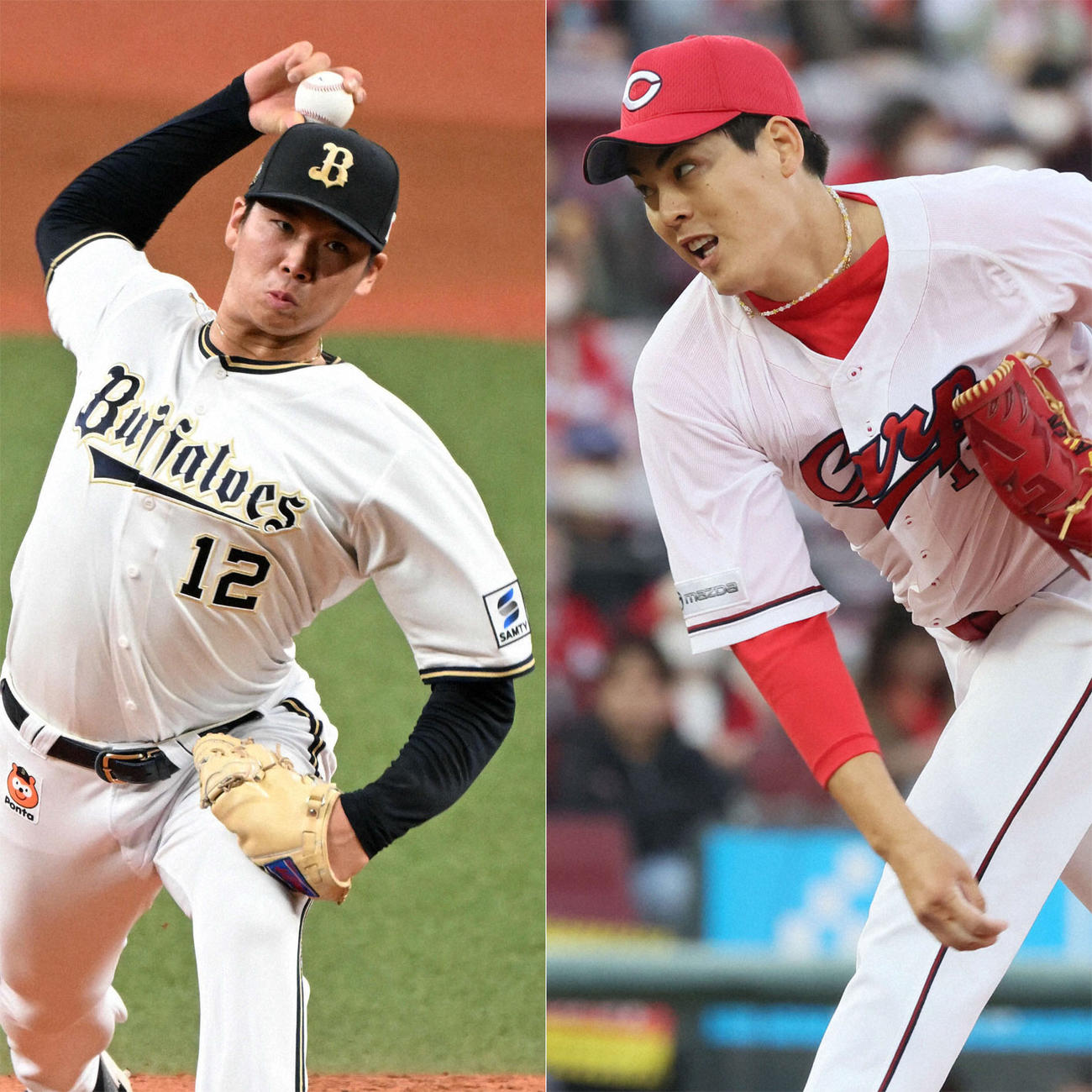 オリックス山下（左）と広島九里