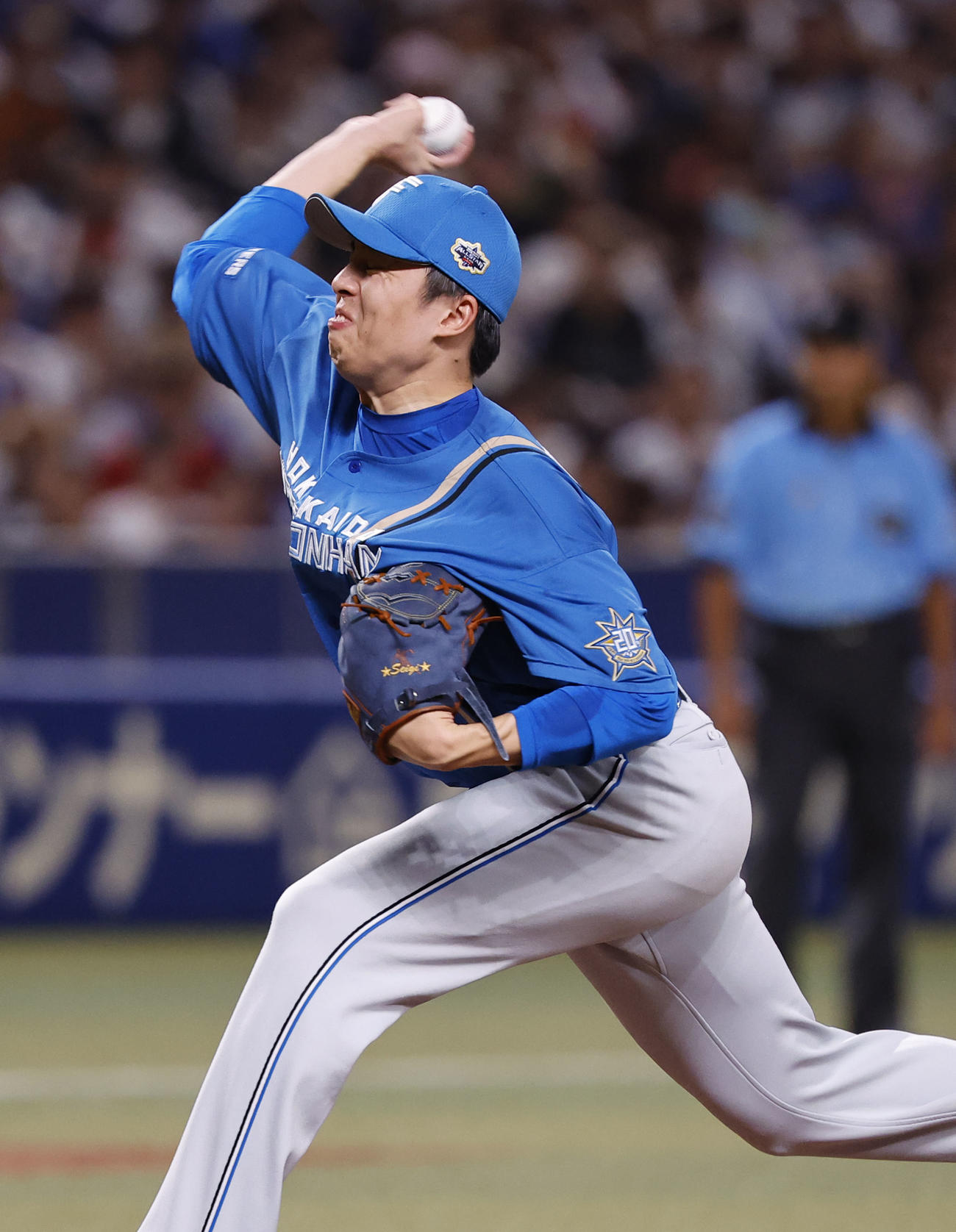 全セ対全パ　7回裏に登板した全パ田中正（撮影・藤尾明華）
