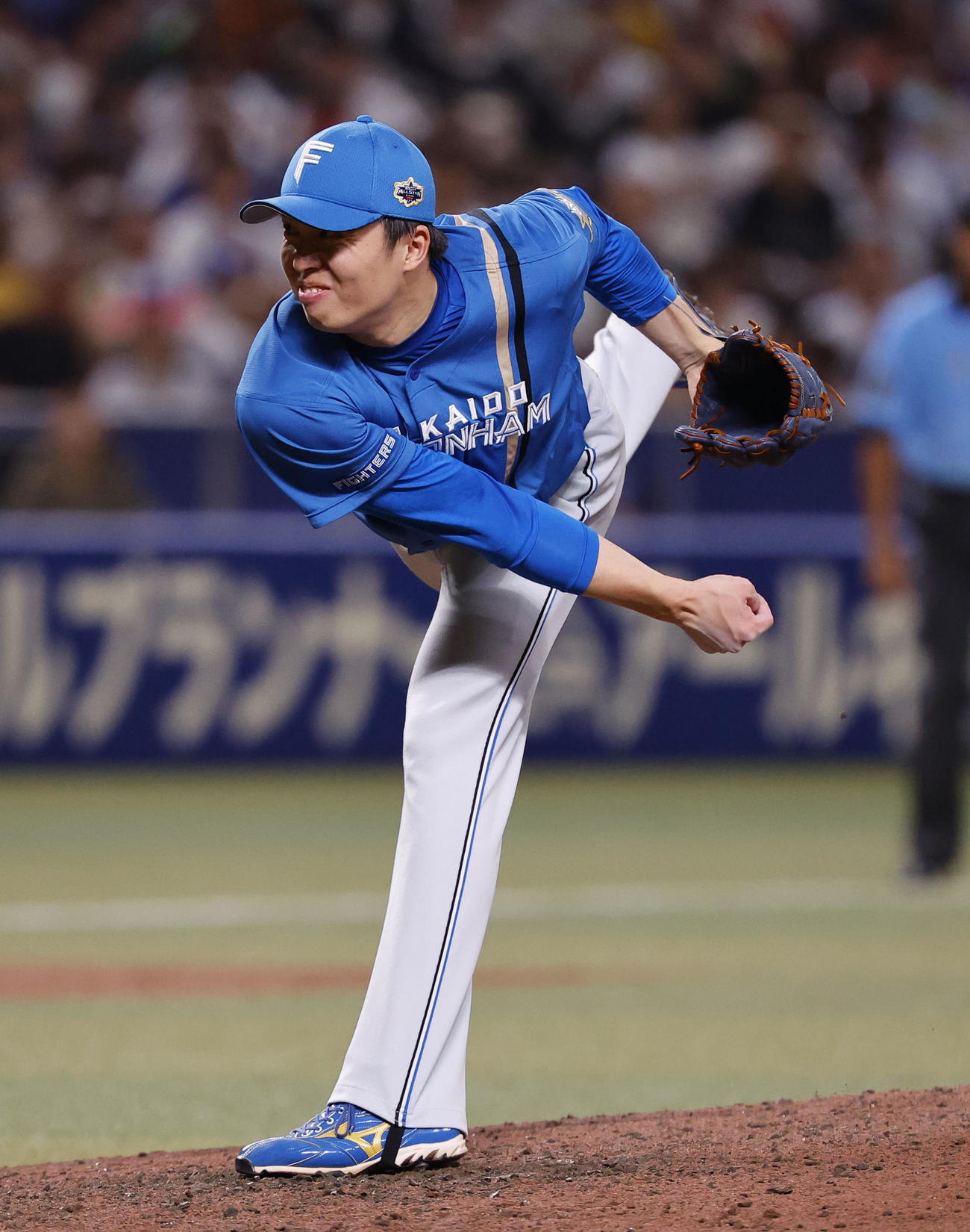 全セ対全パ　7回裏に登板した全パ田中正（撮影・藤尾明華）