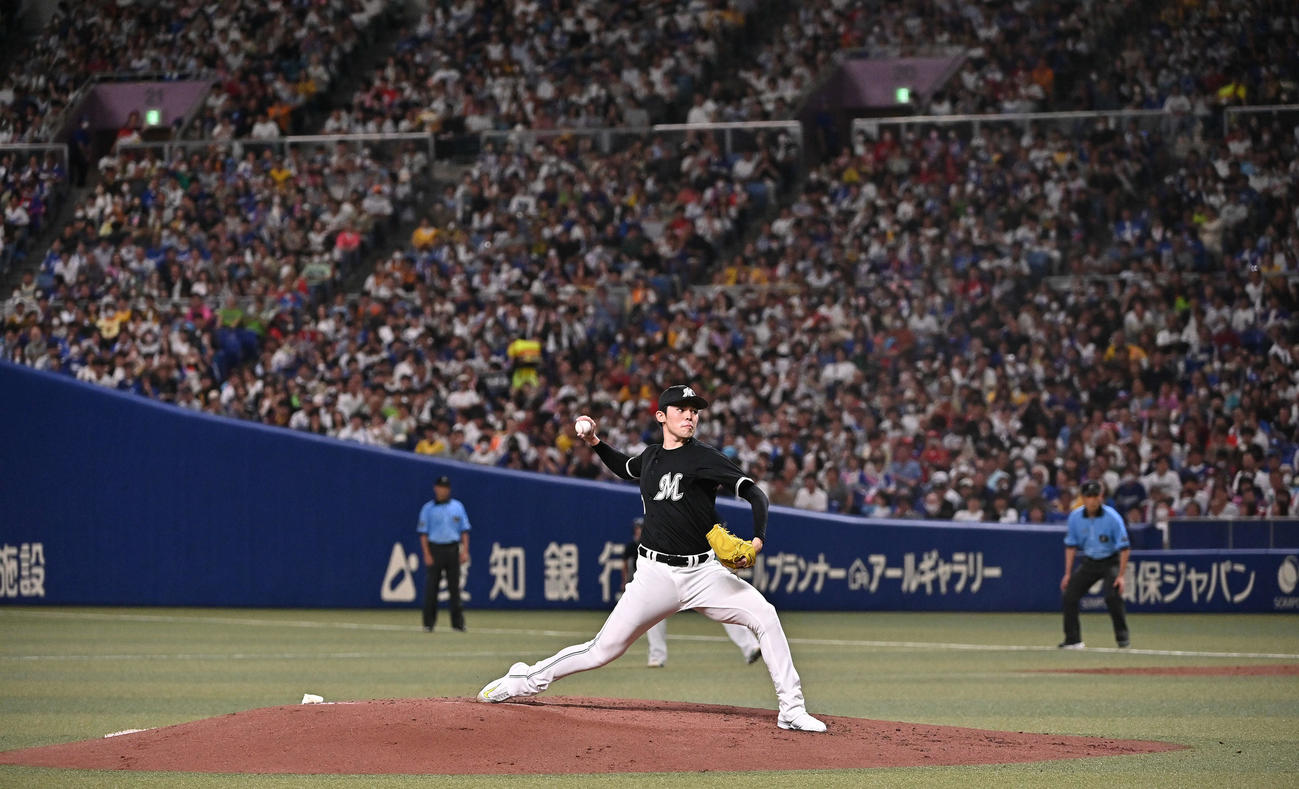 全セ対全パ　全パ先発の佐々木朗（撮影・滝沢徹郎）