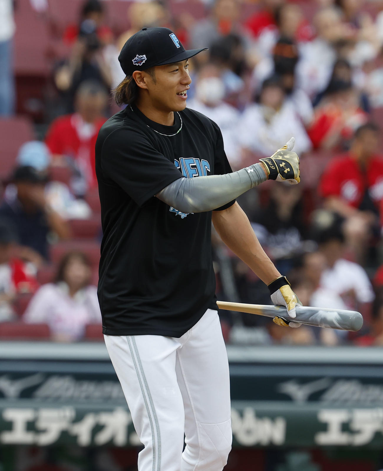 全セ対全パ　本塁打競争1回戦で敗れたソフトバンク柳田（撮影・藤尾明華）