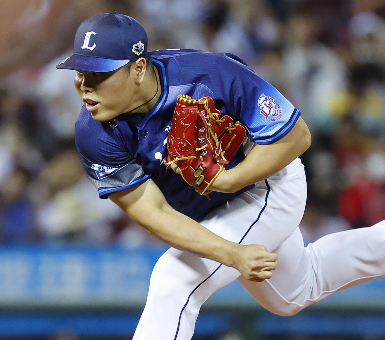 全セ対全パ　8回、登板した全パ平良（撮影・藤尾明華）