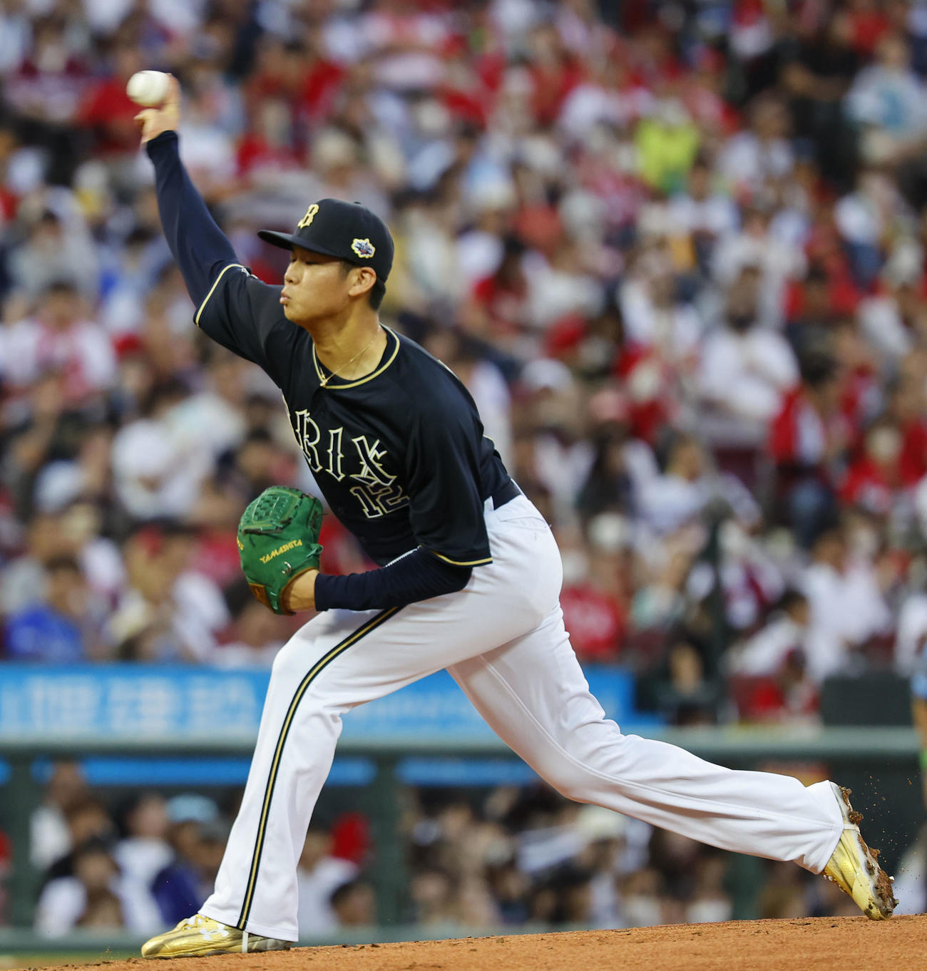 全セ対全パ　全セ戦に先発した全パ山下（撮影・藤尾明華）