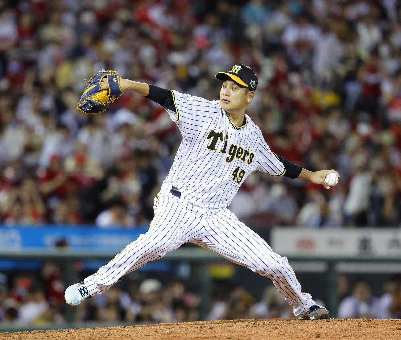 全セ対全パ　7回表、全セ6番手で登板した大竹（撮影・藤尾明華）