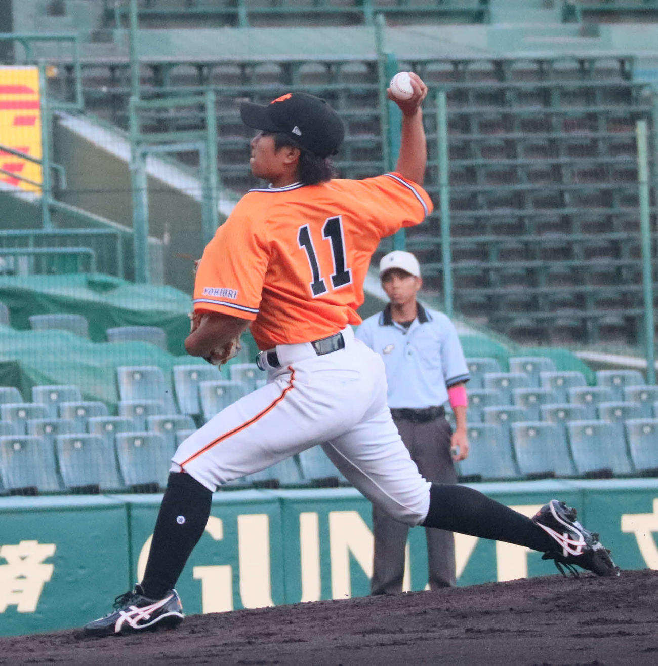 女子野球　阪神タイガースWomen対読売ジャイアンツ女子チーム　阪神タイガースWomen戦で先発した読売ジャイアンツ女子チームの小野寺佳奈投手（撮影・村松万里子）