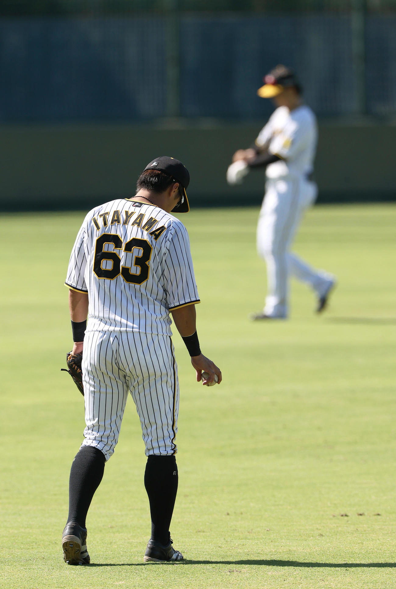 ウエスタン・リーグ阪神対ソフトバンク　9回表、中堅手につく板山祐太郎（撮影・上山淳一）
