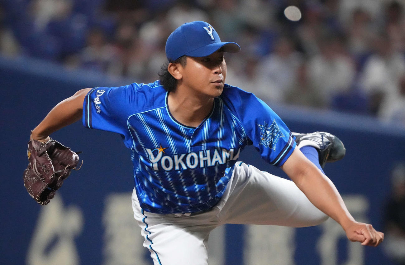 中日対DeNA 7勝目を挙げたDeNA今永（撮影・森本幸一）
