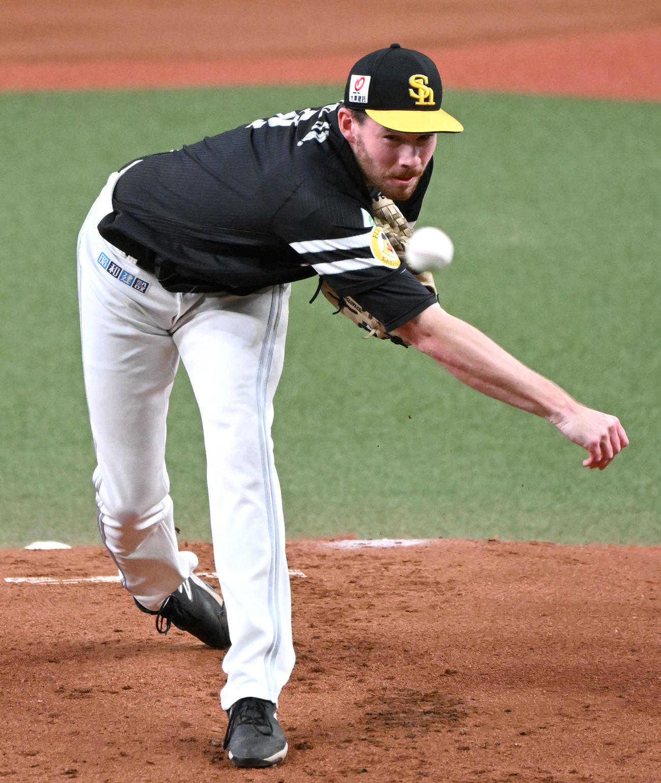オリックス対ソフトバンク　先発するソフトバンクのスチュワート（撮影・石井愛子）