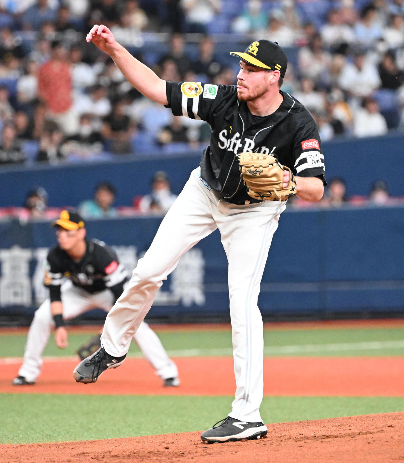 オリックス対ソフトバンク　先発するソフトバンクのスチュワート（撮影・和賀正仁）