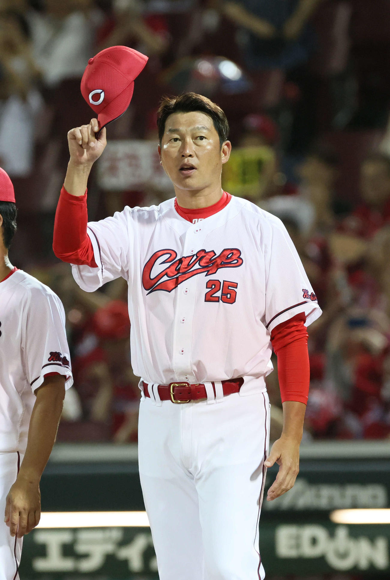 広島対ヤクルト　9連勝の広島新井監督（撮影・加藤孝規）