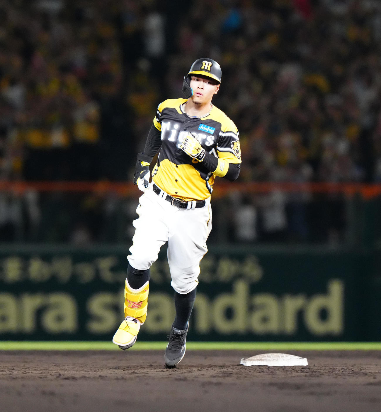 阪神対巨人　8回裏阪神無死、ソロ本塁打を放ち、ダイヤモンドを1周する佐藤輝（撮影・江口和貴）