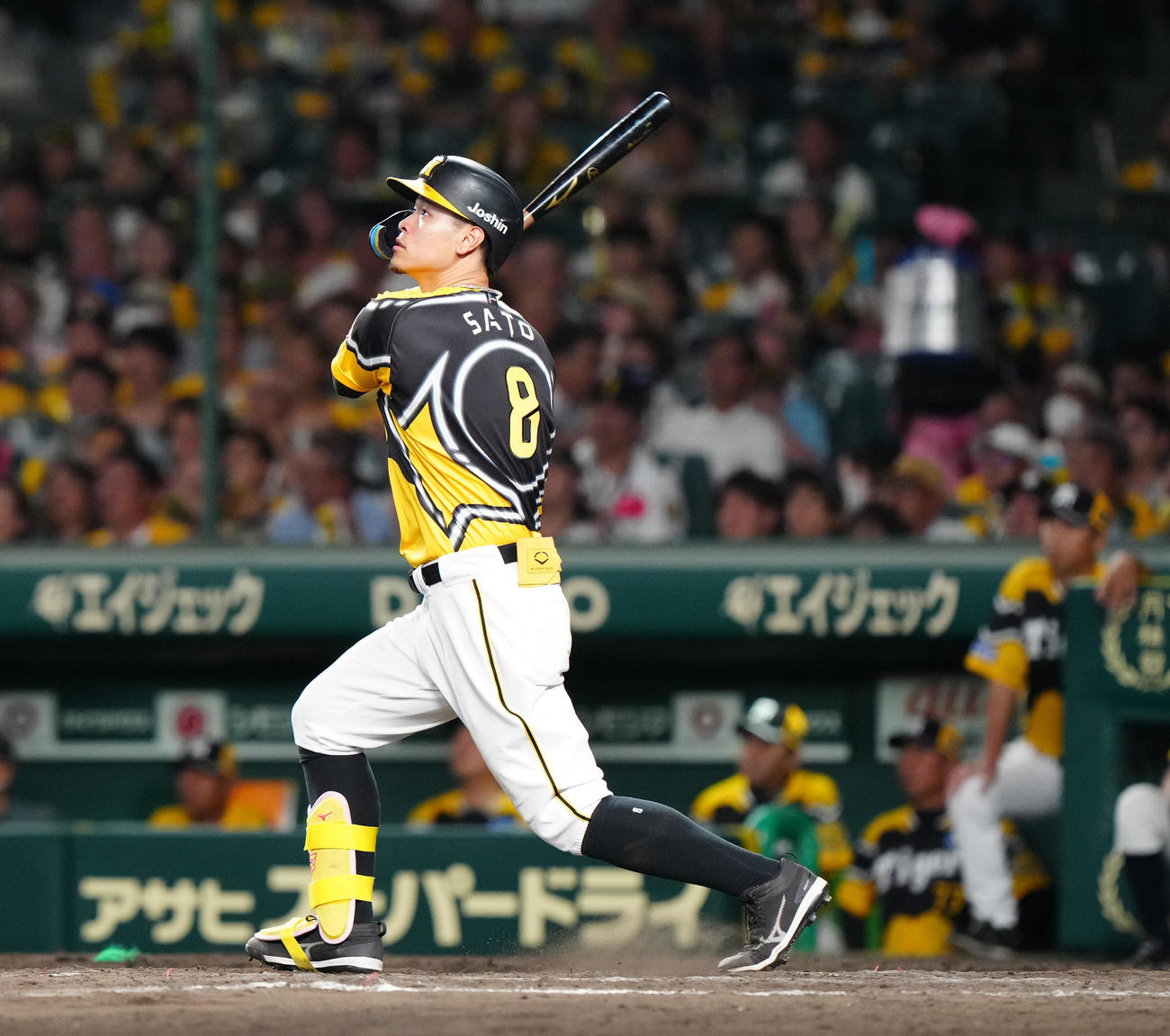 阪神対巨人　8回裏阪神無死、ソロ本塁打を放つ佐藤輝（撮影・江口和貴）