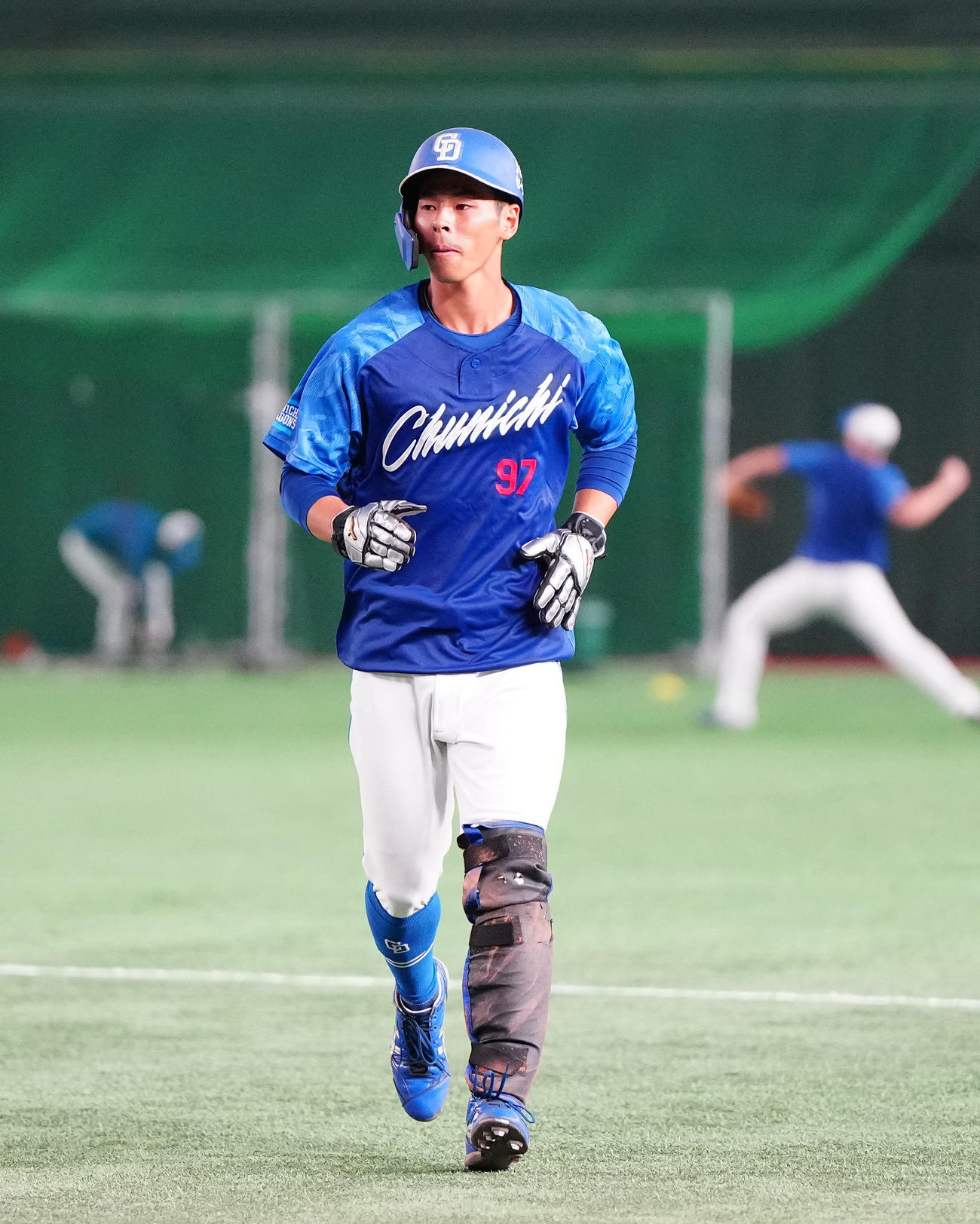 支配下登録され、試合前練習に臨む中日樋口（撮影・江口和貴）