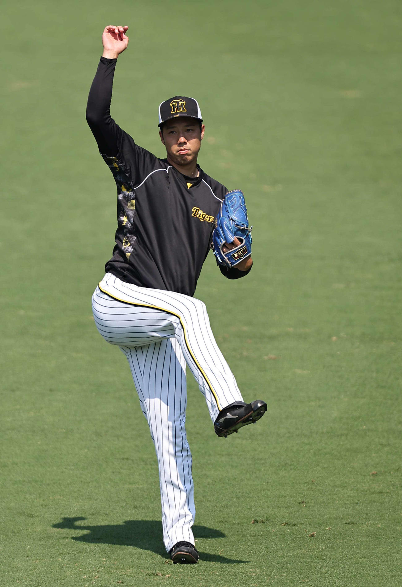阪神対広島　キャッチボールで調整する青柳（撮影・上田博志）