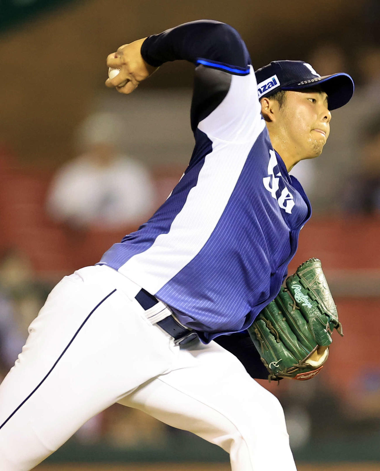 楽天対西武　8回裏楽天の攻撃で登板した豆田（撮影・浅見桂子）