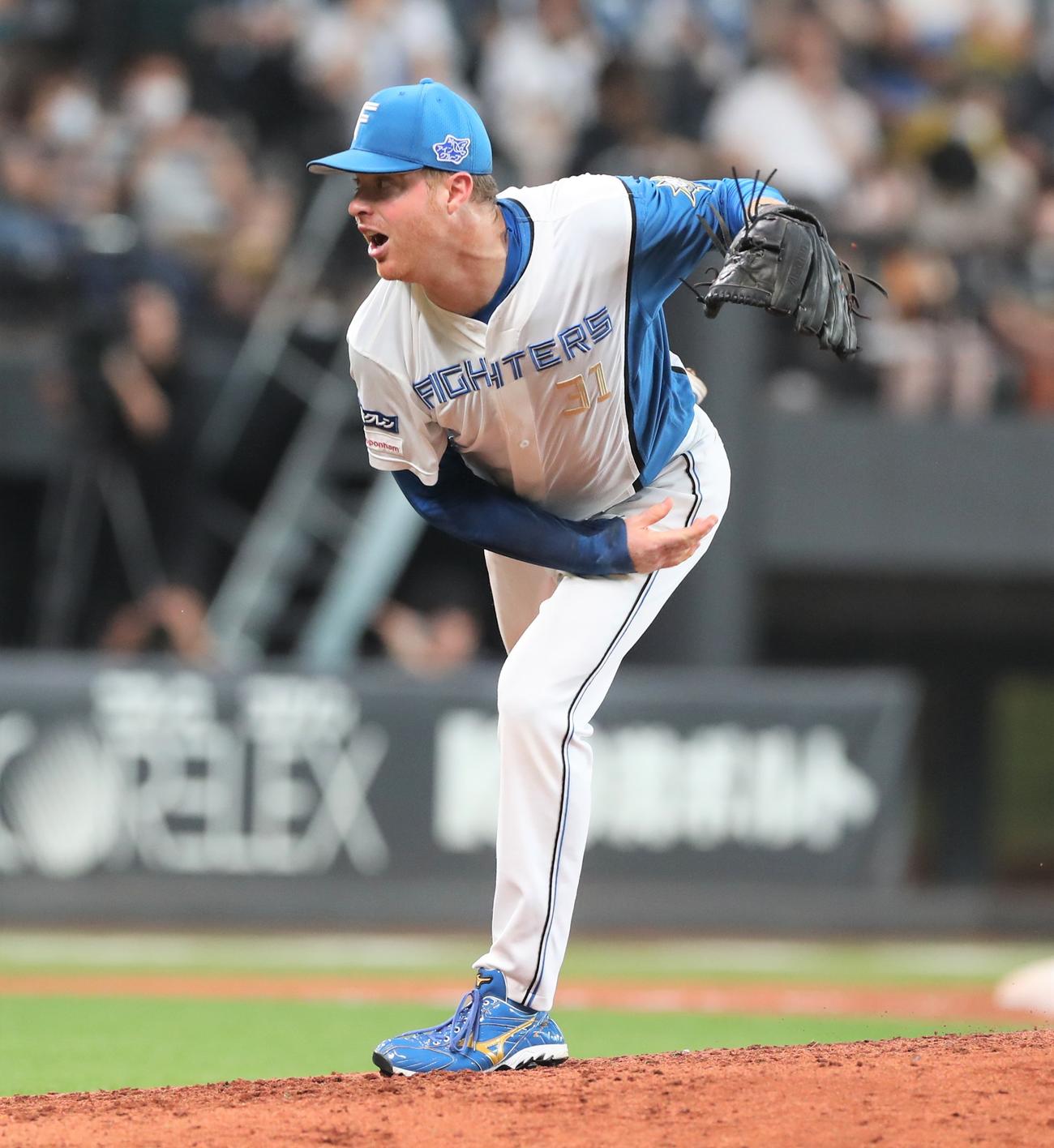 日本ハム対オリックス　4回に登板のマーベル（撮影・黒川智章）